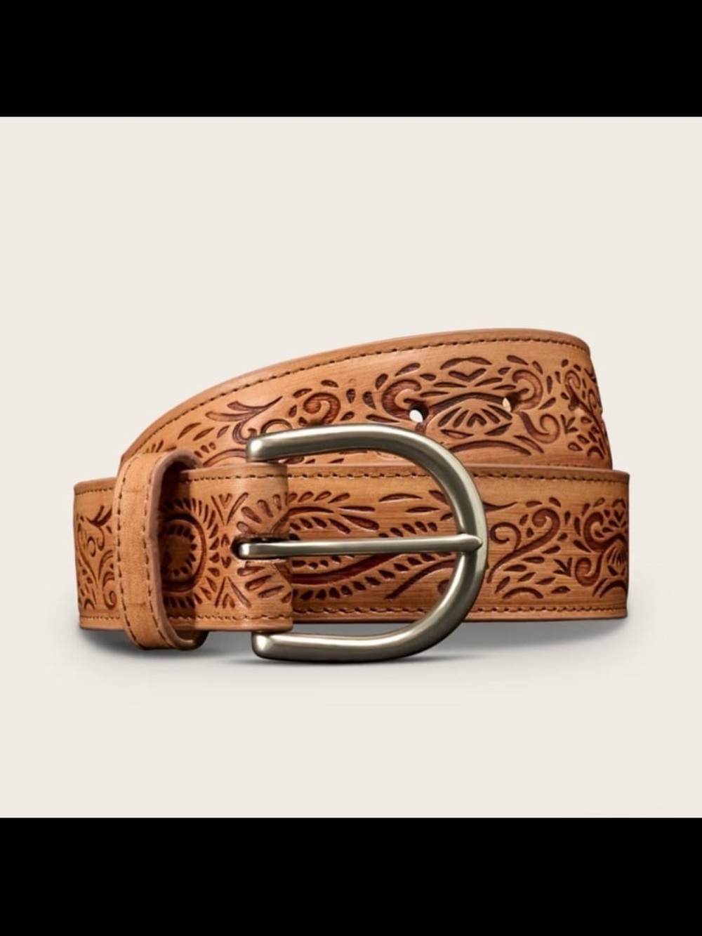 NWT Tecovas Women's Embossed Belt size XL tan cowhide